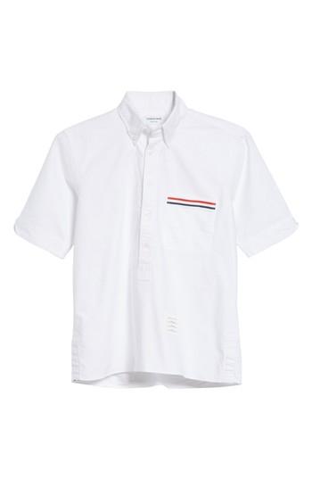 Men's Thom Browne Short Sleeve Pullover Oxford Shirt