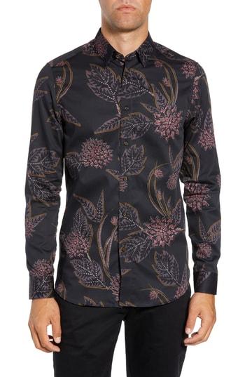 Men's Ted Baker London Notting Slim Fit Floral Sport Shirt (s) - Blue