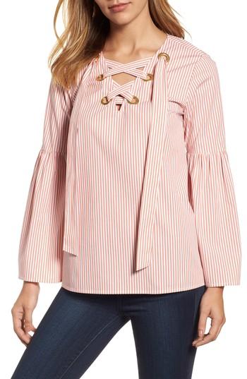Women's Michael Michael Kors Lace-up Bell Sleeve Top - Orange