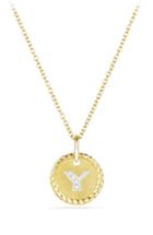 Women's David Yurman Initial Charm Necklace With Diamonds In 18k Gold