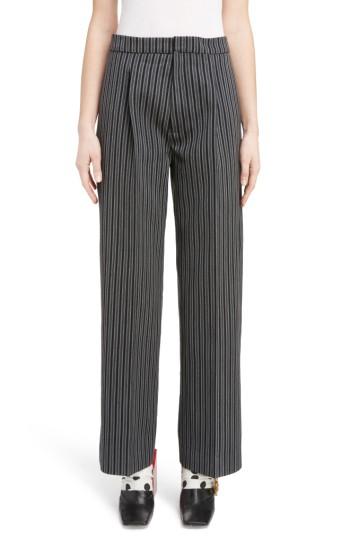 Women's Jacquemus Pinstripe Pleated Wide Leg Wool Pants