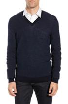Men's Boss Emauro Mouline V-neck Slim Fit Sweater - Blue