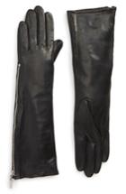 Women's Fownes Brothers Side Zip Leather Gloves - Black