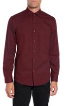 Men's Calibrate Slim Fit Non Iron Polka Dot Sport Shirt - Burgundy