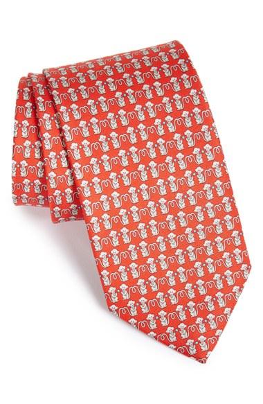 Men's Salvatore Ferragamo Monkey Print Silk Tie, Size - Red