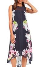 Women's Wallis Summer Orchid Handkerchief Hem Dress Us / 8 Uk - Blue