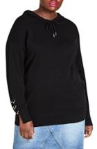 Women's City Chic Ring Embellished Sleeve Hoodie
