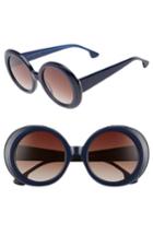 Women's Alice + Olivia Mulholland 52mm Round Gradient Sunglasses - Navy Glitter