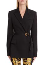 Women's Versace First Line Belted Stretch Wool Blazer Us / 44 It - Black