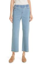 Petite Women's Eileen Fisher Frayed Hem Pull-on Ankle Jeans, Size P - Blue