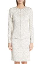 Women's St. John Collection Gold Leaf Brocade Cardigan - Ivory