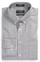 Men's Nordstrom Men's Shop Trim Fit Non-iron Gingham Dress Shirt .5 32/33 - Grey