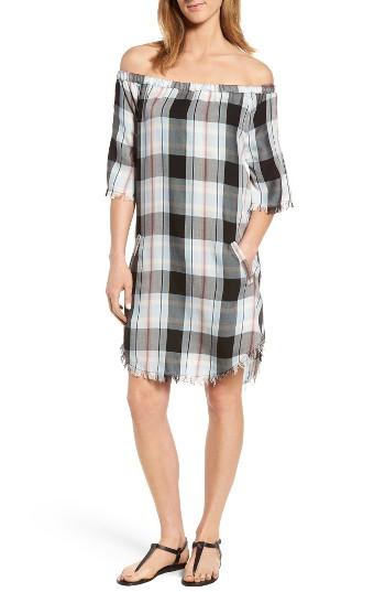 Women's Billy T Off The Shoulder Plaid Shift Dress