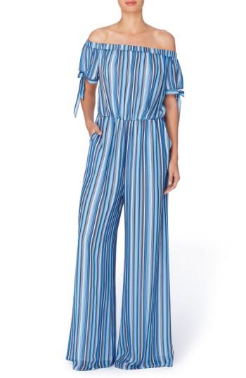 Women's Catherine Catherine Malandrino Stripe Wide Leg Jumpsuit - Blue