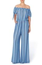 Women's Catherine Catherine Malandrino Stripe Wide Leg Jumpsuit - Blue