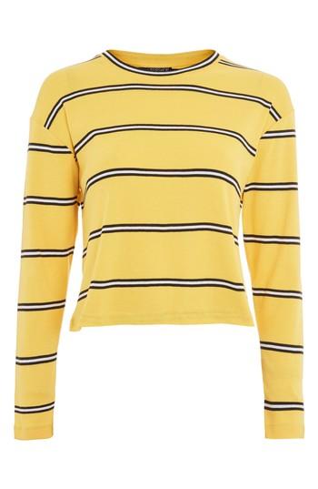 Women's Topshop Stripe Tee Us (fits Like 0) - Yellow