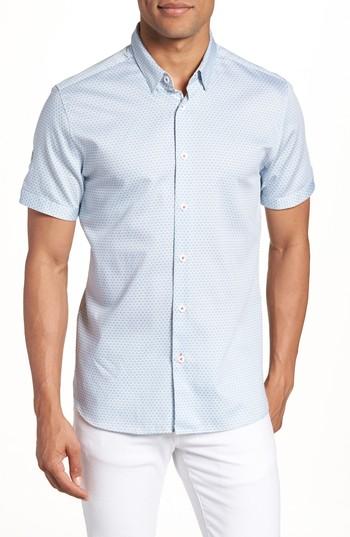 Men's Ted Baker London Gudvu Geo Print Sport Shirt (s) - Grey