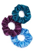 La Double 7 3-pack Satin Scrunchies, Size - Blue