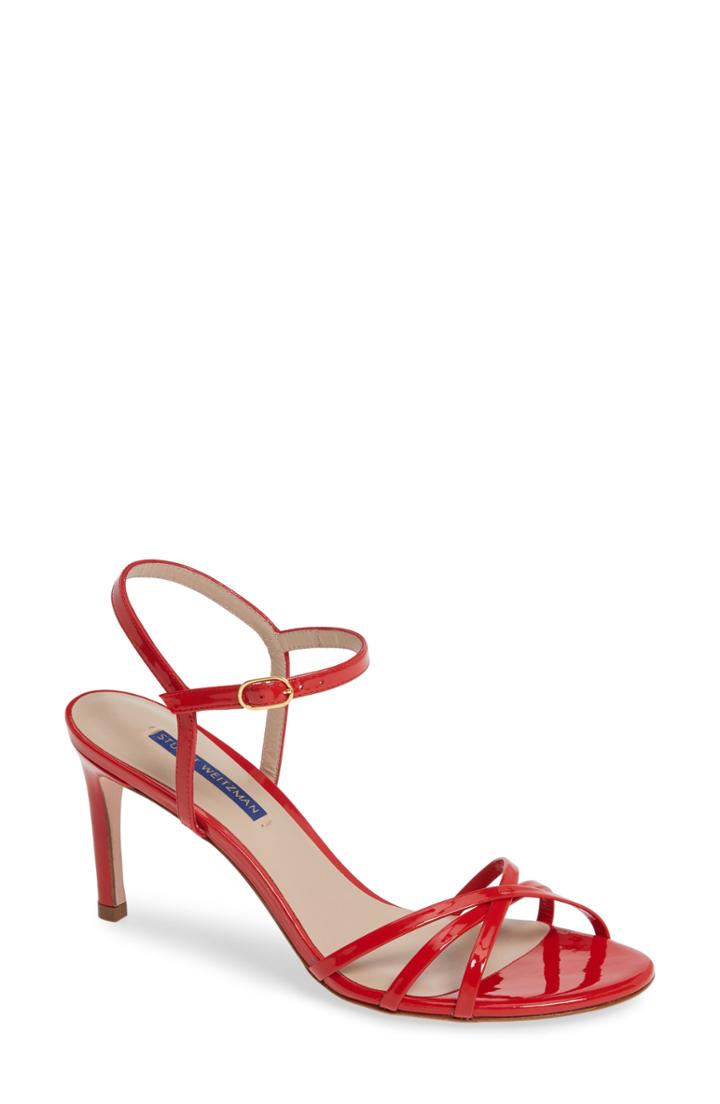 Women's Stuart Weitzman Starla Quarter Strap Sandal M - Red