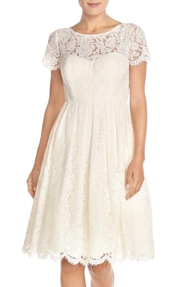 Women's Jenny Yoo 'cadence' Keyhole Back Lace Fit & Flare Dress - Ivory