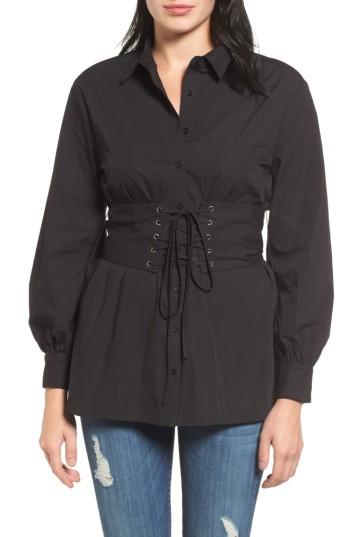 Women's Pleione Poplin Corset Blouse - Black