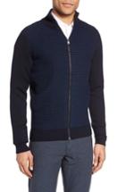 Men's Boss Bacco Full Zip Wool Sweater Jacket - Blue
