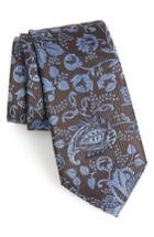 Men's Calibrate Skarn Floral Silk Tie, Size - Brown