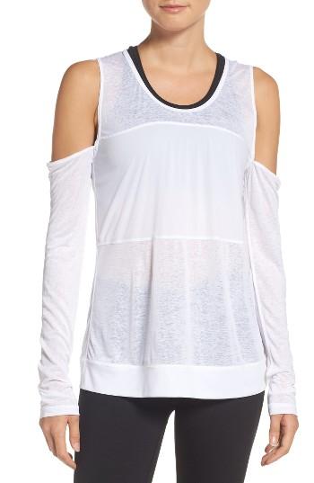 Women's Zella Stillness Cold Shoulder Tee - White