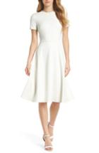 Women's Gal Meets Glam Collection Pearly Trim Fit & Flare Dress (similar To 16w-18w) - Ivory
