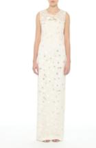 Women's St. John Evening Organza Cloque Fil Coupe Column Gown - Ivory