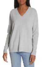 Women's Nordstrom Signature Cashmere Double V-neck Pullover - Grey
