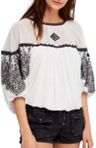 Women's Free People Carly Embroidered Blouse - Ivory