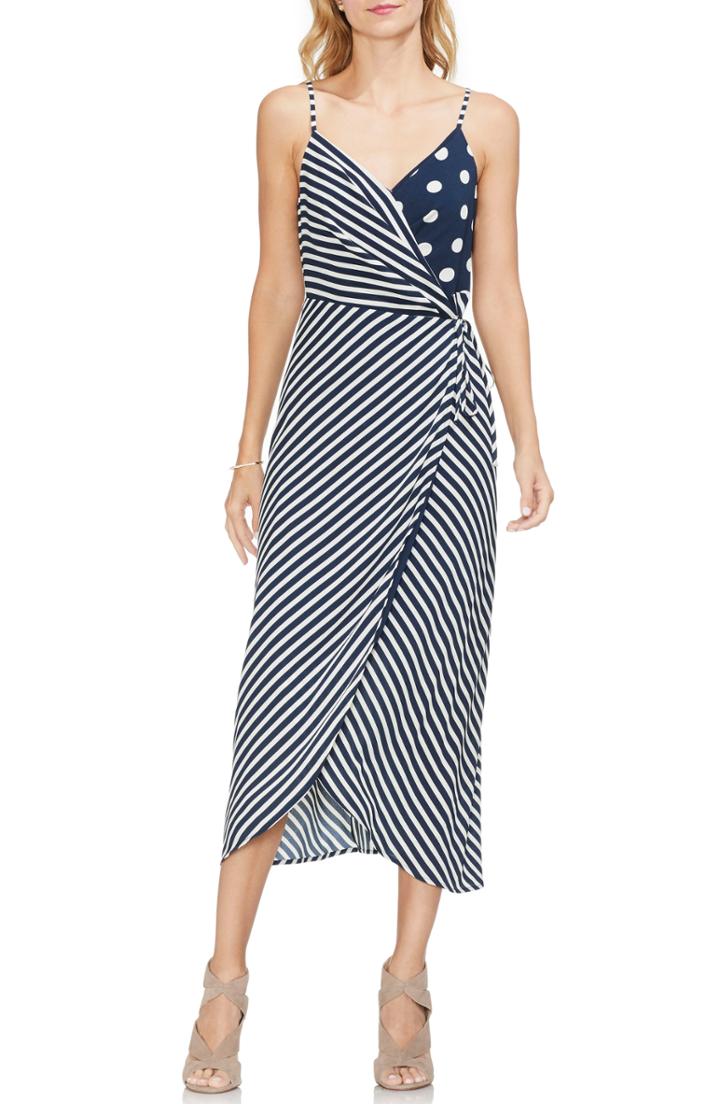 Women's Vince Camuto Mixed Print Midi Dress - Blue
