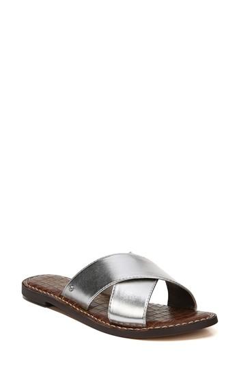 Women's Sam Edelman Gertrude Cross Strap Slide Sandal M - Metallic