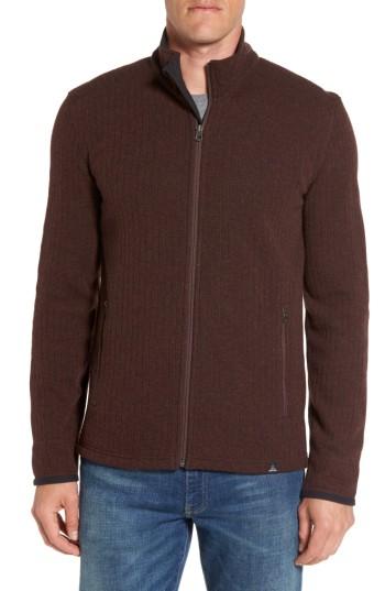 Men's Prana 'barclay' Full Zip Rib Knit Sweater, Size - Brown