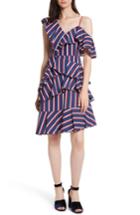 Women's Alice + Olivia Laflora Aymmetrical Ruffle Midi Dress - Blue