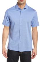 Men's Bugatchi Regular Fit Heather Knit Sport Shirt, Size - Blue