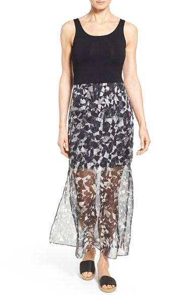 Women's Vince Camuto Print Chiffon Overlay Maxi Dress