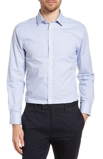 Men's Nordstrom Men's Shop Extra Trim Fit Check Dress Shirt 32/33 - Blue