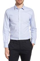 Men's Nordstrom Men's Shop Extra Trim Fit Check Dress Shirt 32/33 - Blue