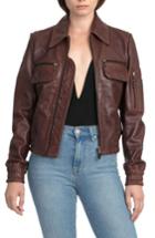 Women's Bagatelle The Aviator Leather Jacket - Brown