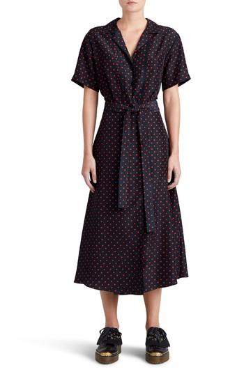 Women's Burberry Renata Polka Dot Silk Midi Dress Us / 38 It - Red