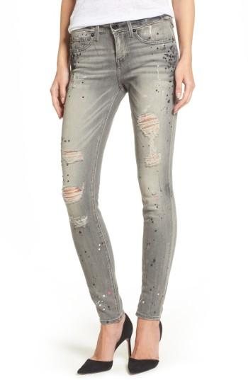 Women's True Religion Brand Jeans Halle Paint Splatter Skinny Jeans - Grey