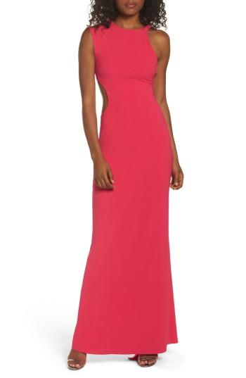 Women's Halston Heritage Asymmetrical Cutout Crepe Gown