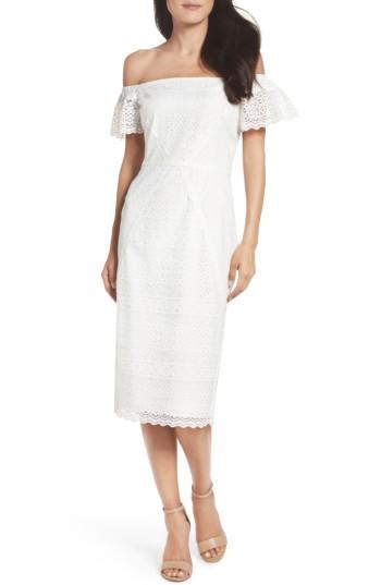 Women's Maggy London Lace Off The Shoulder Shift Dress