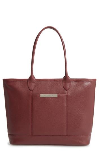 Longchamp 'veau' Leather Tote - Burgundy