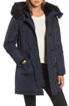 Women's Michael Michael Kors Waterproof Anorak With Faux Fur Hood - Blue