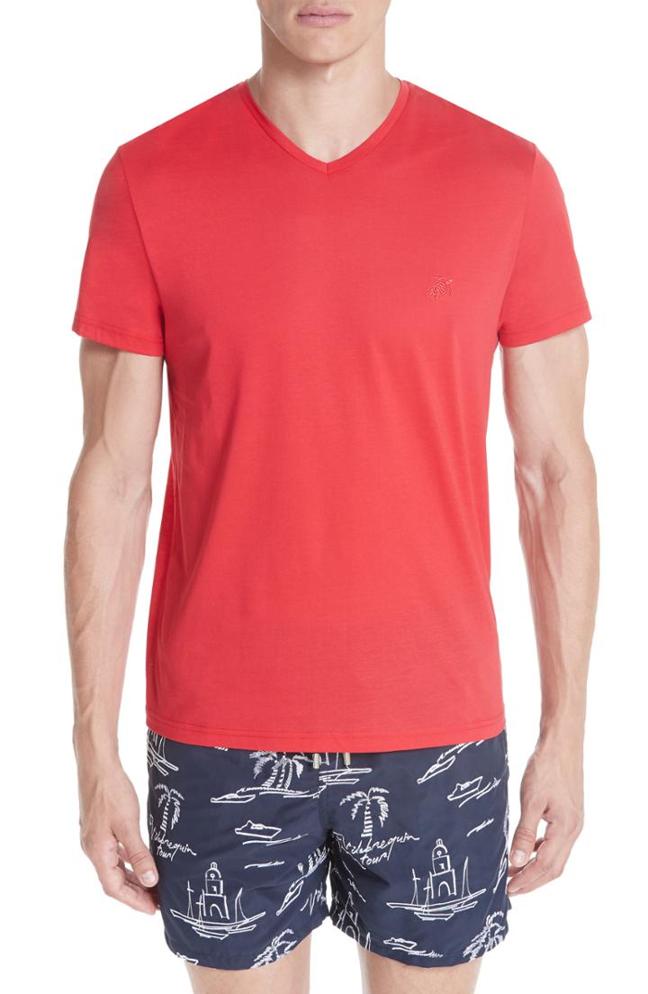 Men's Vilebrequin V-neck T-shirt, Size - Red