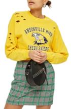Women's Topshop By Tee & Cake Distressed Cheer Sweatshirt Us (fits Like 0) - Yellow