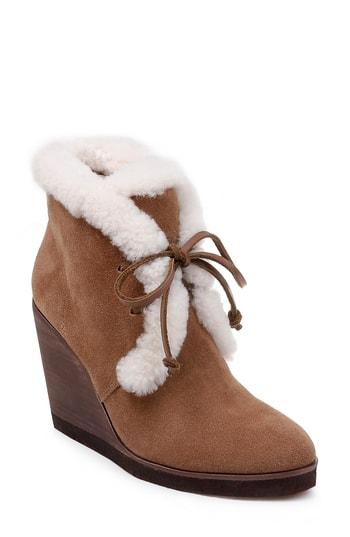 Women's Splendid Catalina Faux-shearling Wedge Bootie .5 M - Brown